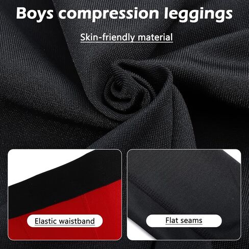 Blcculi 2 Pack 3/4 Youth Sports Leggings,Boys Compression Leggings,Quick Dry Base Layer Athletic Tights for Running,Football in Kuwait