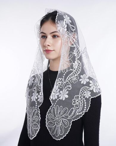 بوزيدوول كنيسة الحجاب الكاثوليكي للنساء ، مثلث الصليب والحمامة الدانتيلا مانتيلا كنيسة الحجاب ، أغطية رأس الصلاة اللاتينية in Kuwait