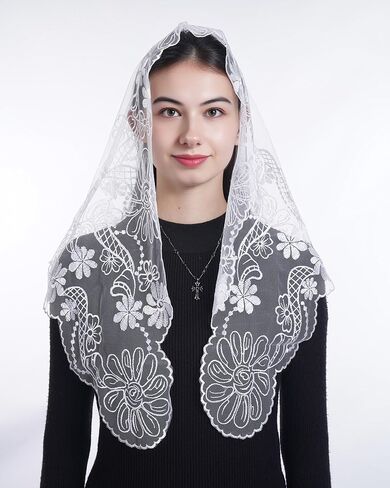 بوزيدوول كنيسة الحجاب الكاثوليكي للنساء ، مثلث الصليب والحمامة الدانتيلا مانتيلا كنيسة الحجاب ، أغطية رأس الصلاة اللاتينية in Kuwait