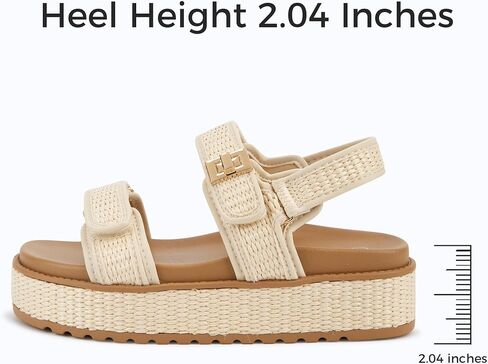 Lucky Step Women's Raffia Platform Wedge Sandals Open Toe Slingback Slingals Slingals قابل للتعديل in Saudi Arabia