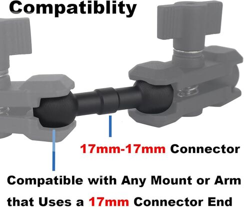 17mm to 17mm Double Ball Extender Bar Mount for GPS Cell Phone Action Camera on Motocycle Vehicles, 44mm Long in Kuwait
