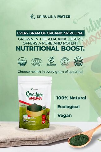 Spirulina Powder, USDA Organic Produced in The Atacama Desert - Rich in Nutrients, Enhances Your Body Defenses, Aids with Digestive Wellness & Stay Energized - 10 oz in Kuwait
