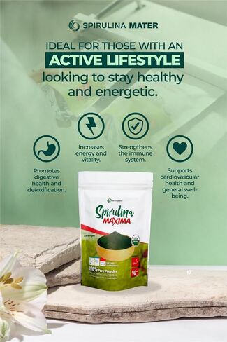 Spirulina Powder, USDA Organic Produced in The Atacama Desert - Rich in Nutrients, Enhances Your Body Defenses, Aids with Digestive Wellness & Stay Energized - 10 oz in Kuwait