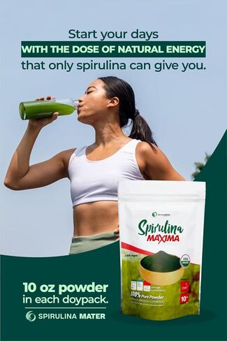 Spirulina Powder, USDA Organic Produced in The Atacama Desert - Rich in Nutrients, Enhances Your Body Defenses, Aids with Digestive Wellness & Stay Energized - 10 oz in Kuwait