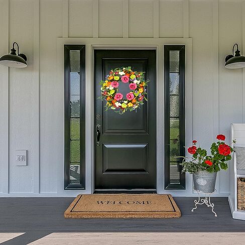 اكاليل سقوط اصطناعية للباب الأمامي إكليل اليقطين الخريف مع اليقطين، التوت، أوراق مختلطة للمزرعة داخلي في الهواء الطلق نافذة الشرفة جدار الباب الديكور in Kuwait