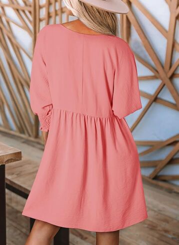 Dokotoo Womens Summer Spring Dresses Casual Tunic Dress Short Sleeve Crew Neck Flowy Swing Mini Dress in Saudi Arabia