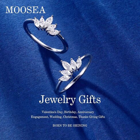 MOOSEA Moissanite Curved Wedding Band for Women, D Color VVS1 Clarity Lab Created Ring Chevron Wedding Band Moissanite Rings for Women Anniversary Jewelry Gifts in Saudi Arabia