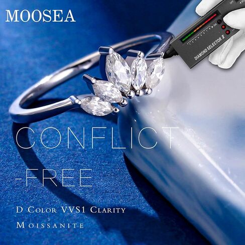 MOOSEA Moissanite Curved Wedding Band for Women, D Color VVS1 Clarity Lab Created Ring Chevron Wedding Band Moissanite Rings for Women Anniversary Jewelry Gifts in Saudi Arabia