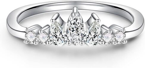 MOOSEA Moissanite Curved Wedding Band for Women, D Color VVS1 Clarity Lab Created Ring Chevron Wedding Band Moissanite Rings for Women Anniversary Jewelry Gifts in Saudi Arabia