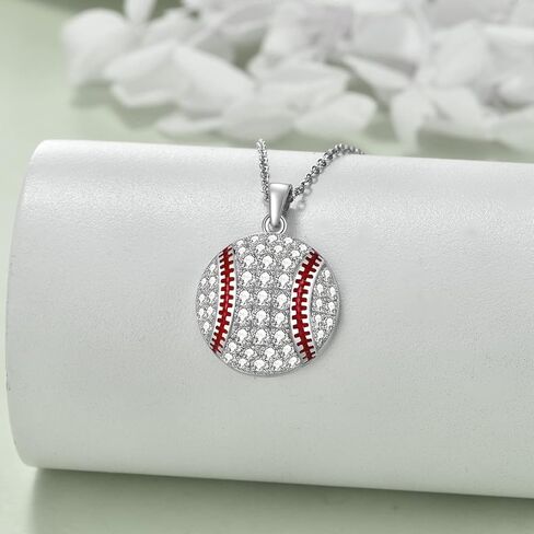 YFN Baseball Basketball Volleyball Gifts for Women Sterling Silver Baseball Basketball Volleyball Pendant Necklace Jewelry for Sport Fans Lovers Gifts in Kuwait