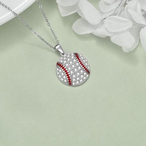 YFN Baseball Basketball Volleyball Gifts for Women Sterling Silver Baseball Basketball Volleyball Pendant Necklace Jewelry for Sport Fans Lovers Gifts in Kuwait
