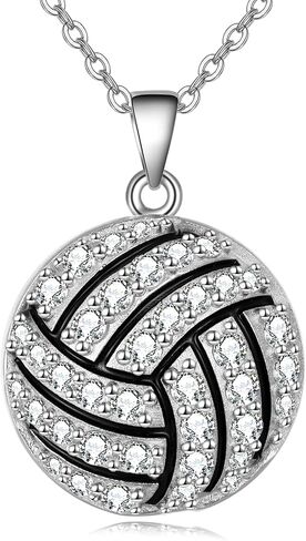 YFN Baseball Basketball Volleyball Gifts for Women Sterling Silver Baseball Basketball Volleyball Pendant Necklace Jewelry for Sport Fans Lovers Gifts in Kuwait