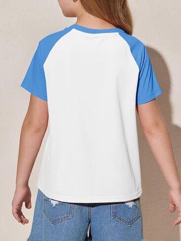 Imily Bela Kids Girls T Shirts Casual Raglan Short Sleeve Crewneck Color Block Summer Tees 5-14 Years in Saudi Arabia