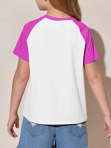 Imily Bela Kids Girls T Shirts Casual Raglan Short Sleeve Crewneck Color Block Summer Tees 5-14 Years in Saudi Arabia
