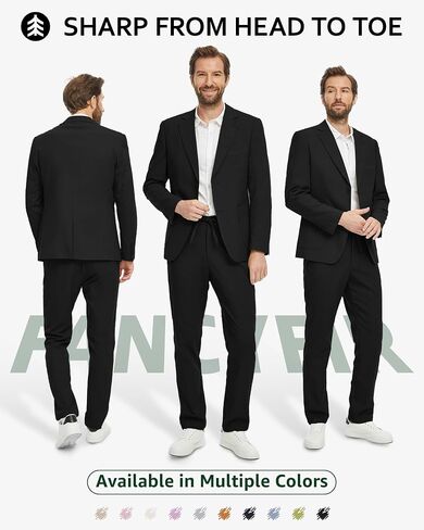 Men's Linen Suit 2 Pieces Regular Fit, Two Buttons Lightweight Jacket and Pants for Beach Wedding, Summer Prom in Kuwait
