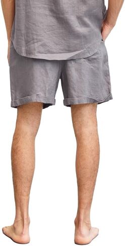 Amazhiyu Men's 100% Linen Summer Casual Elastic Drawstring Shorts with Pockets in Saudi Arabia