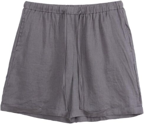 Amazhiyu Men's 100% Linen Summer Casual Elastic Drawstring Shorts with Pockets in Saudi Arabia
