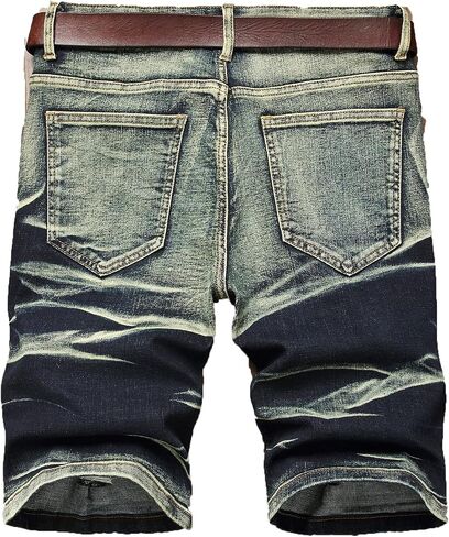 Men's Ripped Denim Shorts - Distressed Slim Fit Jean Shorts for Men, Casual Straight Fit Summer Ripped Shorts in Kuwait