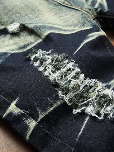 Men's Ripped Denim Shorts - Distressed Slim Fit Jean Shorts for Men, Casual Straight Fit Summer Ripped Shorts in Kuwait