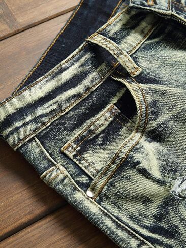 Men's Ripped Denim Shorts - Distressed Slim Fit Jean Shorts for Men, Casual Straight Fit Summer Ripped Shorts in Kuwait