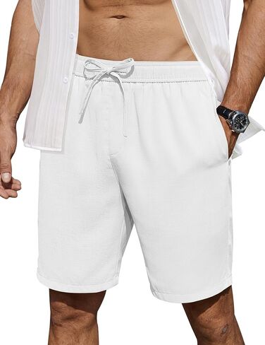 COOFANDY Men's Casual Shorts 7 inch Elastic Waist Drawstring Lightweight Summer Beach Shorts with Pockets in Saudi Arabia