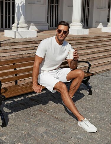 COOFANDY Men's Casual Shorts 7 inch Elastic Waist Drawstring Lightweight Summer Beach Shorts with Pockets in Saudi Arabia
