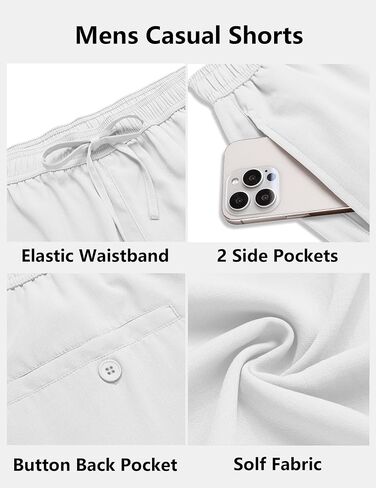 COOFANDY Men's Casual Shorts 7 inch Elastic Waist Drawstring Lightweight Summer Beach Shorts with Pockets in Saudi Arabia