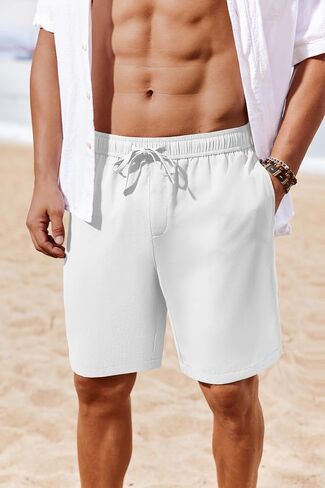 COOFANDY Men's Casual Shorts 7 inch Elastic Waist Drawstring Lightweight Summer Beach Shorts with Pockets in Saudi Arabia