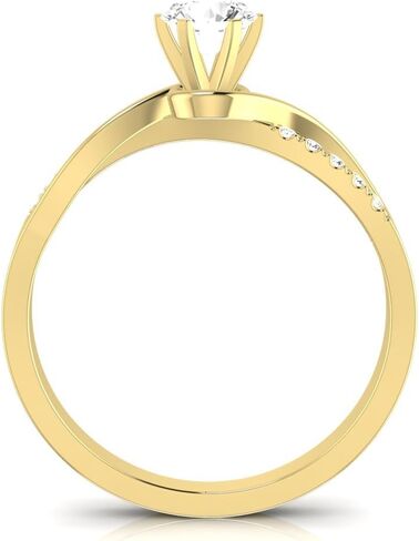 14K White Gold 0.38 CTW Round Cut Elegant Twisting Split Shank Diamond Engagement Ring, J-K Color I2 Clarity, 0.3 Ct Center in Kuwait