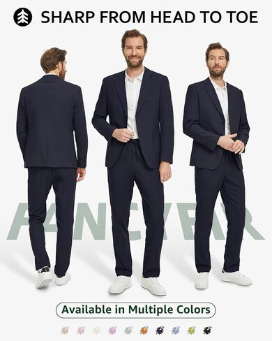 Men's Linen Suit 2 Pieces Regular Fit, Two Buttons Lightweight Jacket and Pants for Beach Wedding, Summer Prom in Kuwait