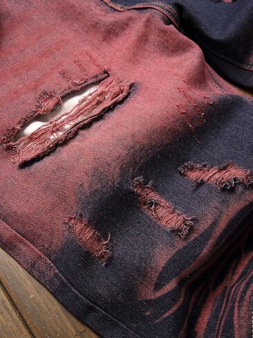 Men's Ripped Denim Shorts - Distressed Slim Fit Jean Shorts for Men, Casual Straight Fit Summer Ripped Shorts in Saudi Arabia