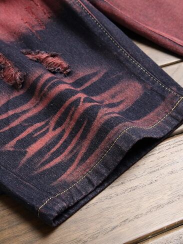 Men's Ripped Denim Shorts - Distressed Slim Fit Jean Shorts for Men, Casual Straight Fit Summer Ripped Shorts in Saudi Arabia