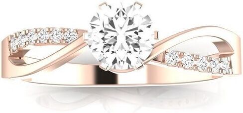 14K White Gold 0.38 CTW Round Cut Elegant Twisting Split Shank Diamond Engagement Ring, J-K Color I2 Clarity, 0.3 Ct Center in Kuwait