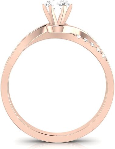 14K White Gold 0.38 CTW Round Cut Elegant Twisting Split Shank Diamond Engagement Ring, J-K Color I2 Clarity, 0.3 Ct Center in Kuwait