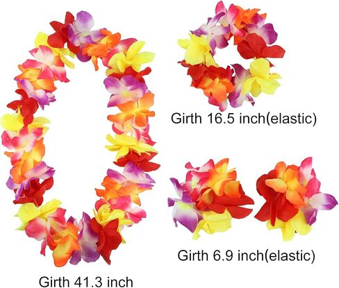 مجموعة Hawaiian Leis ، مجموعة أساور رئيس Hawaiian Luau Flower Leis ، زخارف الحفلات الأساسية لعيد الميلاد ، التخرج ، احتفالات الزفاف (الوردي) in Kuwait
