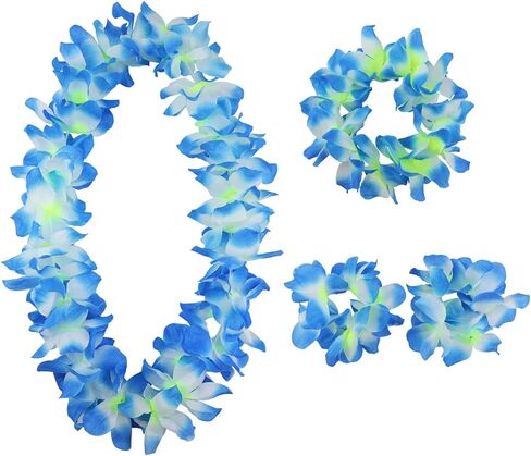 مجموعة Hawaiian Leis ، مجموعة أساور رئيس Hawaiian Luau Flower Leis ، زخارف الحفلات الأساسية لعيد الميلاد ، التخرج ، احتفالات الزفاف (الوردي) in Kuwait