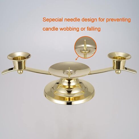 Gold Unity Candle Holder for Wedding Ceremony – 3-Arm Candle Stand with Center Spike for Pillar and Taper Candles, Elegant Metal Wedding Decor in Kuwait