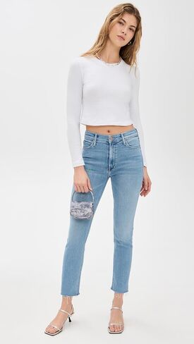 MOTHER Women's Mid Rise Dazzler Ankle Fray Jeans in Kuwait