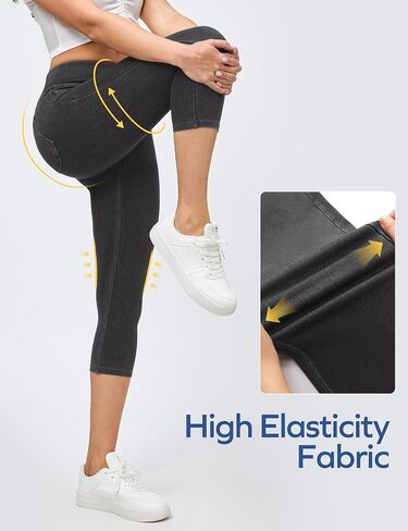 ewedoos jeggings للنساء تجذب على كابري جينز عالية الخصر جينز جينز capri jeggings مع جيوب عصرية عارضة in Kuwait