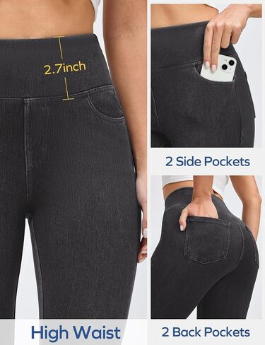 ewedoos jeggings للنساء تجذب على كابري جينز عالية الخصر جينز جينز capri jeggings مع جيوب عصرية عارضة in Kuwait