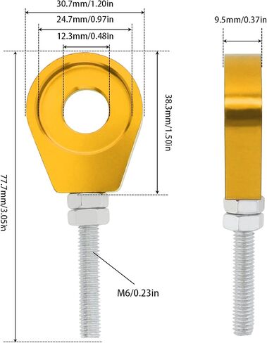 Windance Motorcycle Chain Tensioner Adjuster Tool, Rear Wheel Axle Block Chain Stretching Adjuster Fit for Honda XR CRF 50 70 50cc-125cc ATV Pit Dirt Bike Motorcycle Bike Scooter (Gold, 12mm) in Saudi Arabia