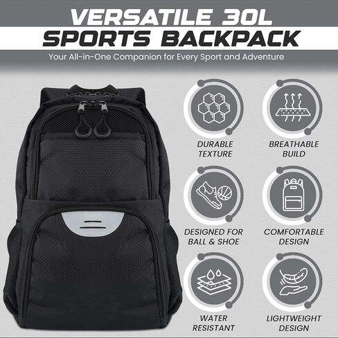 Soccer & Basketball Sports Bag with Ball Pump - Basketball Backpack with Separate Ball & Shoes Holder Compartment, Soccer Basketball Football & Volleyball Bag with Large Capacity in Saudi Arabia