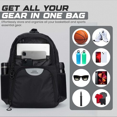 Soccer & Basketball Sports Bag with Ball Pump - Basketball Backpack with Separate Ball & Shoes Holder Compartment, Soccer Basketball Football & Volleyball Bag with Large Capacity in Saudi Arabia