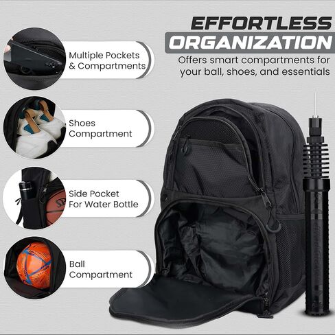 Soccer & Basketball Sports Bag with Ball Pump - Basketball Backpack with Separate Ball & Shoes Holder Compartment, Soccer Basketball Football & Volleyball Bag with Large Capacity in Saudi Arabia