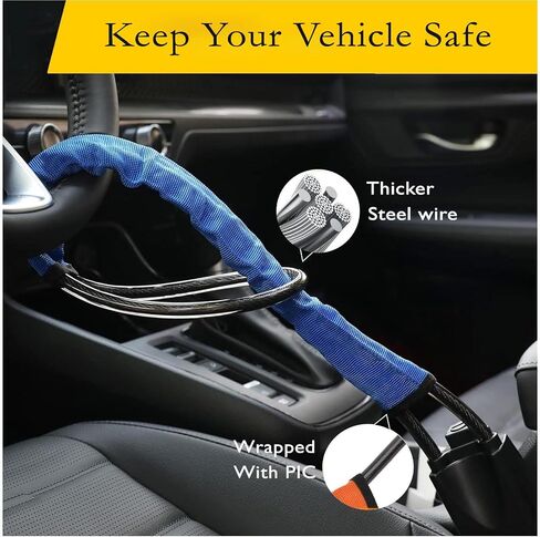 Anti-Theft Car Steering Wheel Lock with 3 Keys, Portable, Universal Anti-Theft Security Device, Multi-Functional, Fit Most Vehicles, SUV/Truck/Golf (Blue) in Saudi Arabia