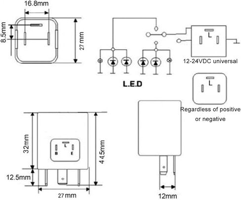 LED Flasher Relay CF15 JL02 3 Pin Electronic Turn Flashers Non Polarity 12V 24V Universal ABS Normally Open Flash Relay Electronic Automotive Replacement Flashers in Kuwait