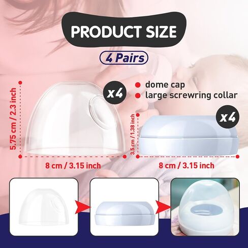 Baby Bottle Caps Replacements - Dome Caps Collar Accessories for Philips Avent Bottles, Nipple Rings for Philips Avent Natural Bottles - 2-Pack Baby Bottle Rings and Caps Kit in Saudi Arabia