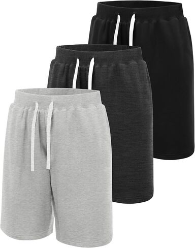 Ficerd 3 Pack Big and Tall Men's Sweat Shorts 9'' Plus Size Bermuda Drawstring Elastic Waist Shorts with 3 Pocket in Saudi Arabia