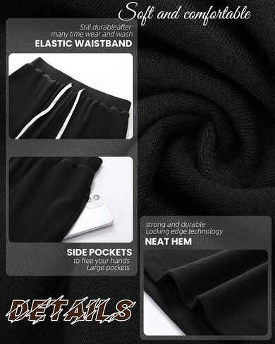 Ficerd 3 Pack Big and Tall Men's Sweat Shorts 9'' Plus Size Bermuda Drawstring Elastic Waist Shorts with 3 Pocket in Saudi Arabia
