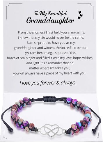 Kvekstio Granddaughter Gifts from Grandma, Infinity Forever Love Heart Bracelet, Birthday Christmas Stocking Stuffers for Teens in Saudi Arabia
